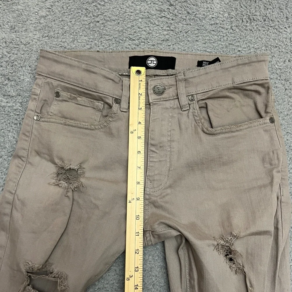 Jordan Craig Sean Jeans Mens 30x32 Tan Excellent Distressed Moto‎ Ankle Zip